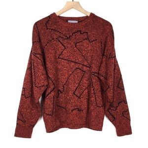 VINTAGE Oversized Sweater Le Tigre Geo Abstract 80s 90s Mod Retro Size Large